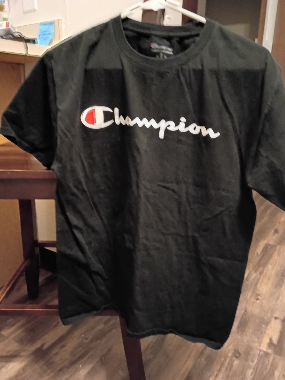 Champion Men’s Black Logo Crewneck T‑Shirt